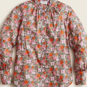 J.Crew Ruffleneck organic cotton top in Liberty® Meadow Song fabric Size 2